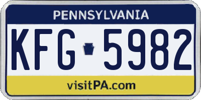 PA license plate KFG5982