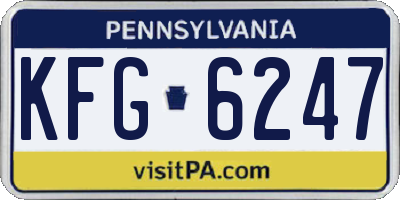 PA license plate KFG6247