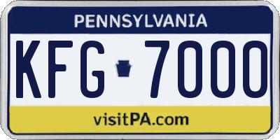 PA license plate KFG7000