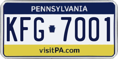PA license plate KFG7001