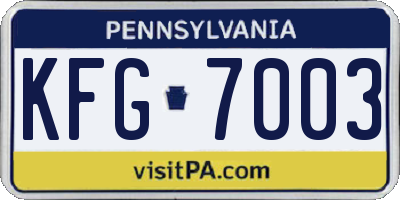 PA license plate KFG7003