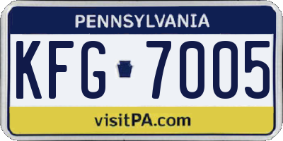PA license plate KFG7005