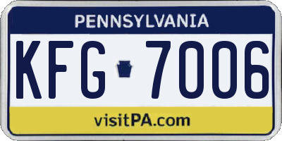 PA license plate KFG7006