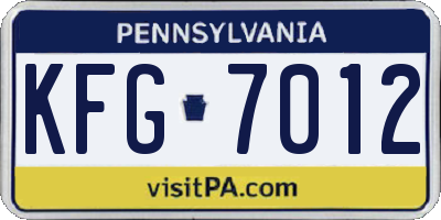 PA license plate KFG7012