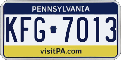PA license plate KFG7013