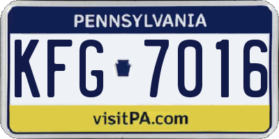 PA license plate KFG7016