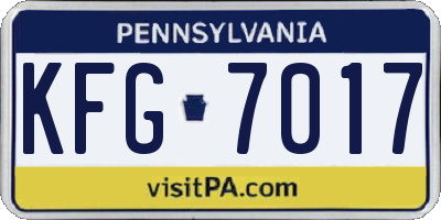 PA license plate KFG7017