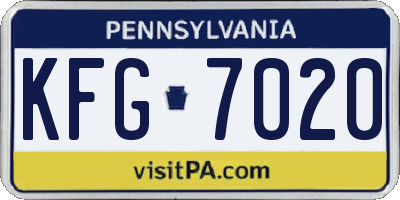 PA license plate KFG7020