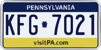 PA license plate KFG7021