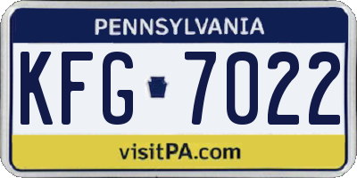 PA license plate KFG7022