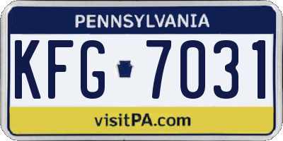 PA license plate KFG7031