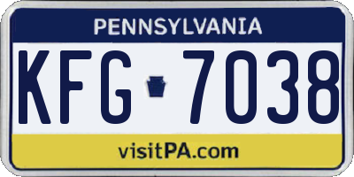PA license plate KFG7038