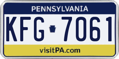 PA license plate KFG7061