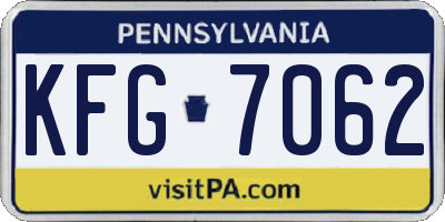 PA license plate KFG7062