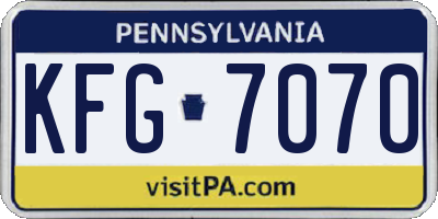 PA license plate KFG7070