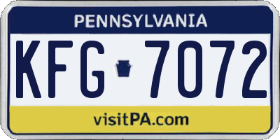 PA license plate KFG7072