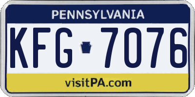 PA license plate KFG7076