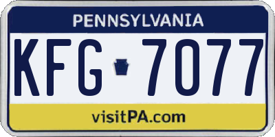 PA license plate KFG7077