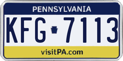 PA license plate KFG7113