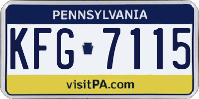 PA license plate KFG7115
