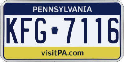 PA license plate KFG7116