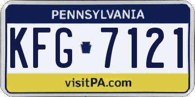 PA license plate KFG7121