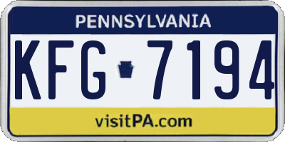 PA license plate KFG7194