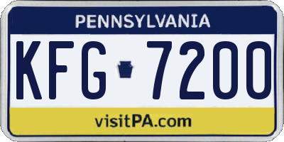 PA license plate KFG7200