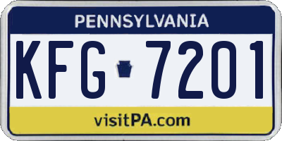 PA license plate KFG7201