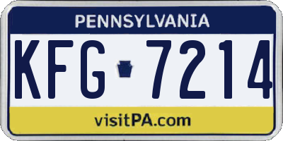 PA license plate KFG7214