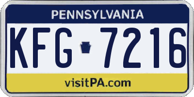 PA license plate KFG7216
