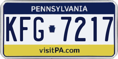 PA license plate KFG7217