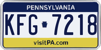 PA license plate KFG7218