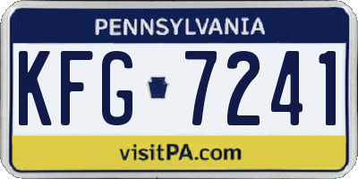 PA license plate KFG7241