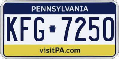 PA license plate KFG7250