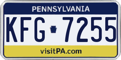PA license plate KFG7255