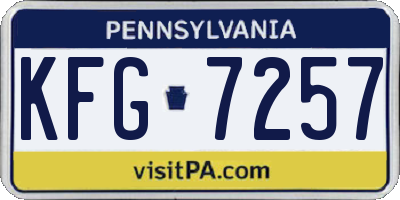 PA license plate KFG7257