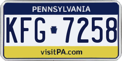 PA license plate KFG7258