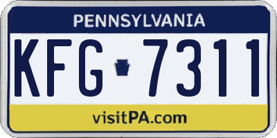 PA license plate KFG7311