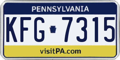 PA license plate KFG7315