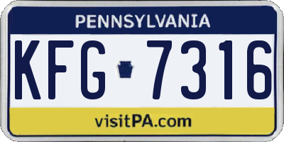 PA license plate KFG7316