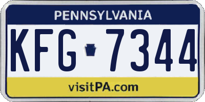 PA license plate KFG7344