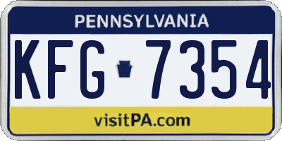 PA license plate KFG7354