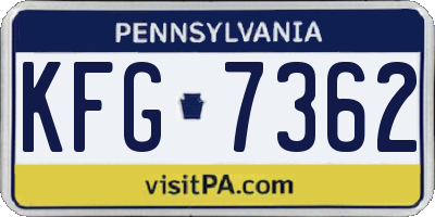 PA license plate KFG7362
