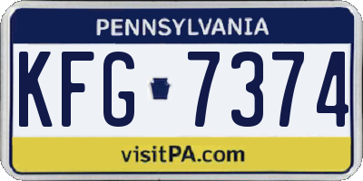 PA license plate KFG7374