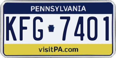 PA license plate KFG7401