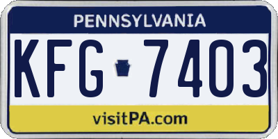PA license plate KFG7403