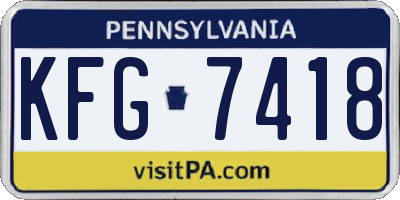 PA license plate KFG7418