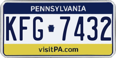 PA license plate KFG7432