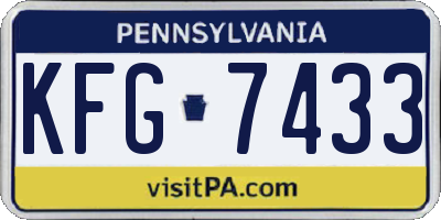 PA license plate KFG7433